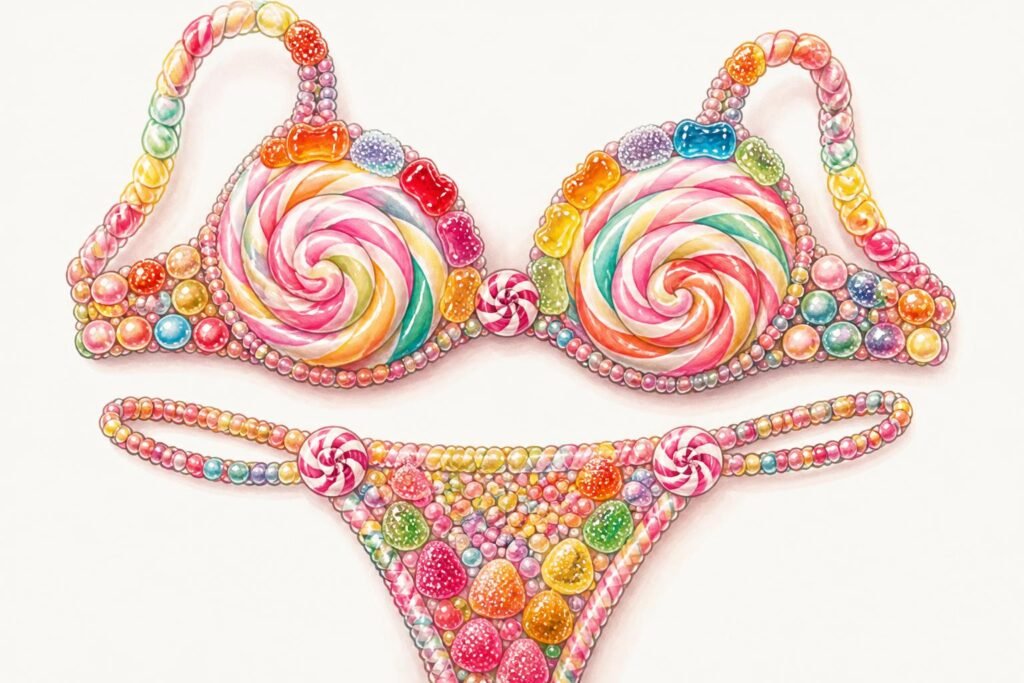 découvrez notre lingerie comestible en bonbons : string et soutien-gorge gourmands pour pimenter vos moments intimes avec douceur et originalité.